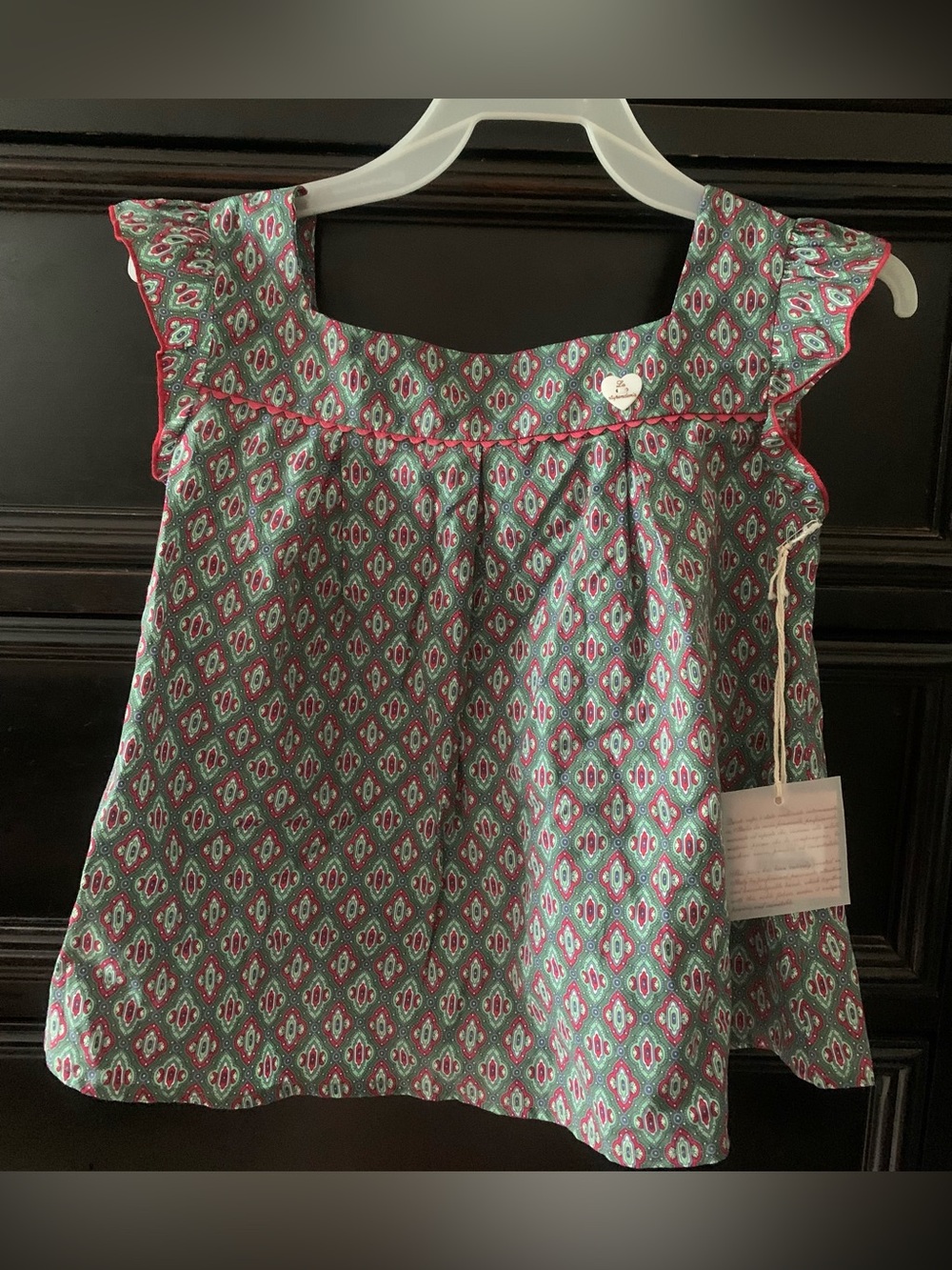 La Stupenderia Green and Pink Printed Ruffle Sleeve Top